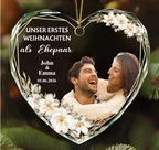 Personalisierter Glas-Weihnachtsanhänger mit Foto – Unser erstes Weihnachten als Ehepaar