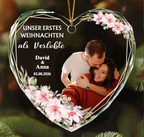 Personalisierter Glas-Weihnachtsanhänger mit Foto – Unser erstes Weihnachten als Ehepaar