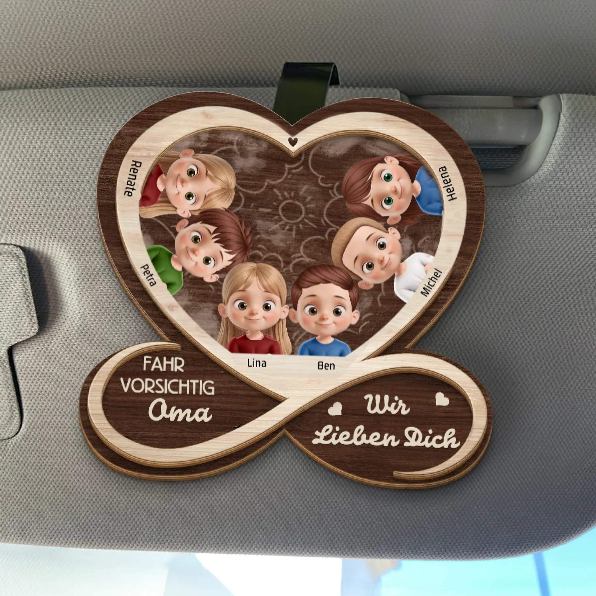 Fahr Vorsichtig Sonnenblendenclip mit 1-6 Kinder Personalisiert Geschenke für Familie