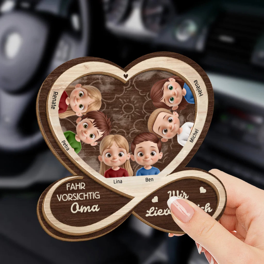 Fahr Vorsichtig Sonnenblendenclip mit 1-6 Kinder Personalisiert Geschenke für Familie