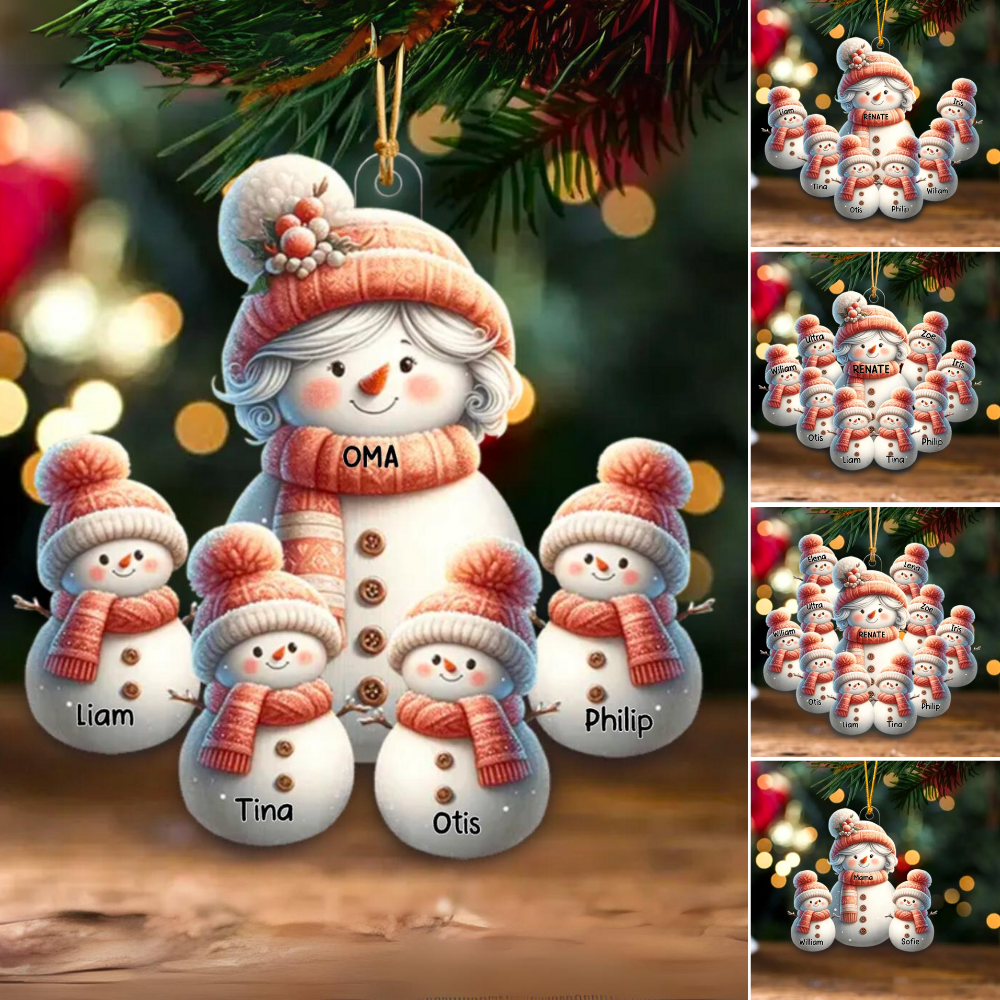 Schneemannanhänger mit 1-10 Schneemännchen Christbaumschmuck mit Namengravur