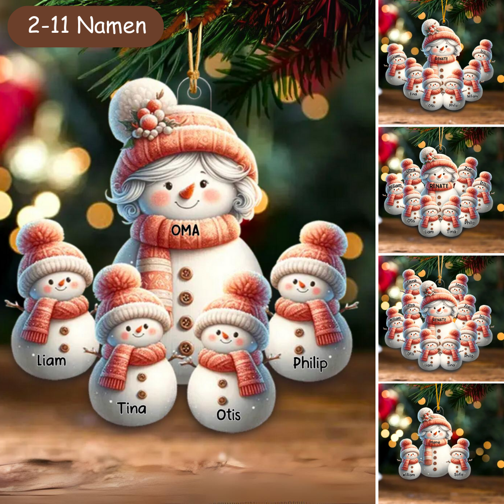 Schneemannanhänger mit 1-10 Schneemännchen Christbaumschmuck mit Namengravur