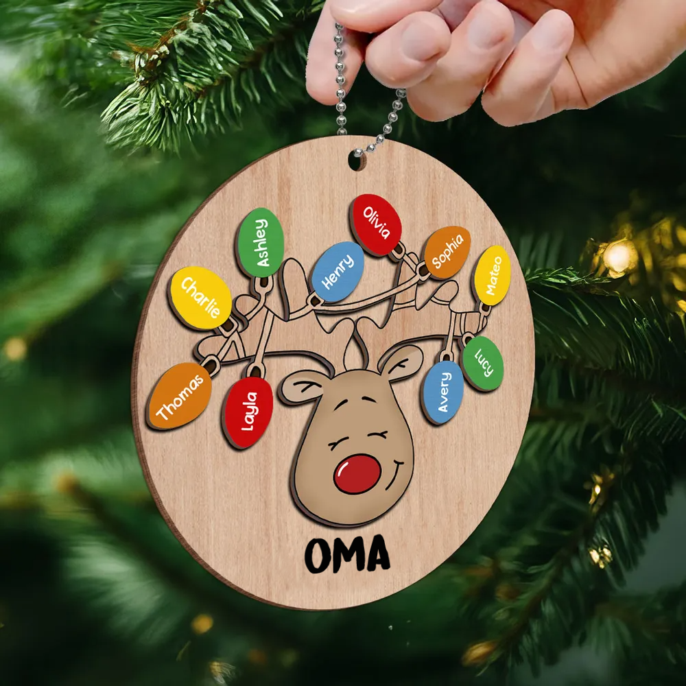 Weihnachten Rentier Personalisierte 2-Schicht-Holz-Ornament