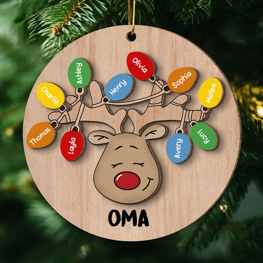 Weihnachten Rentier Personalisierte 2-Schicht-Holz-Ornament