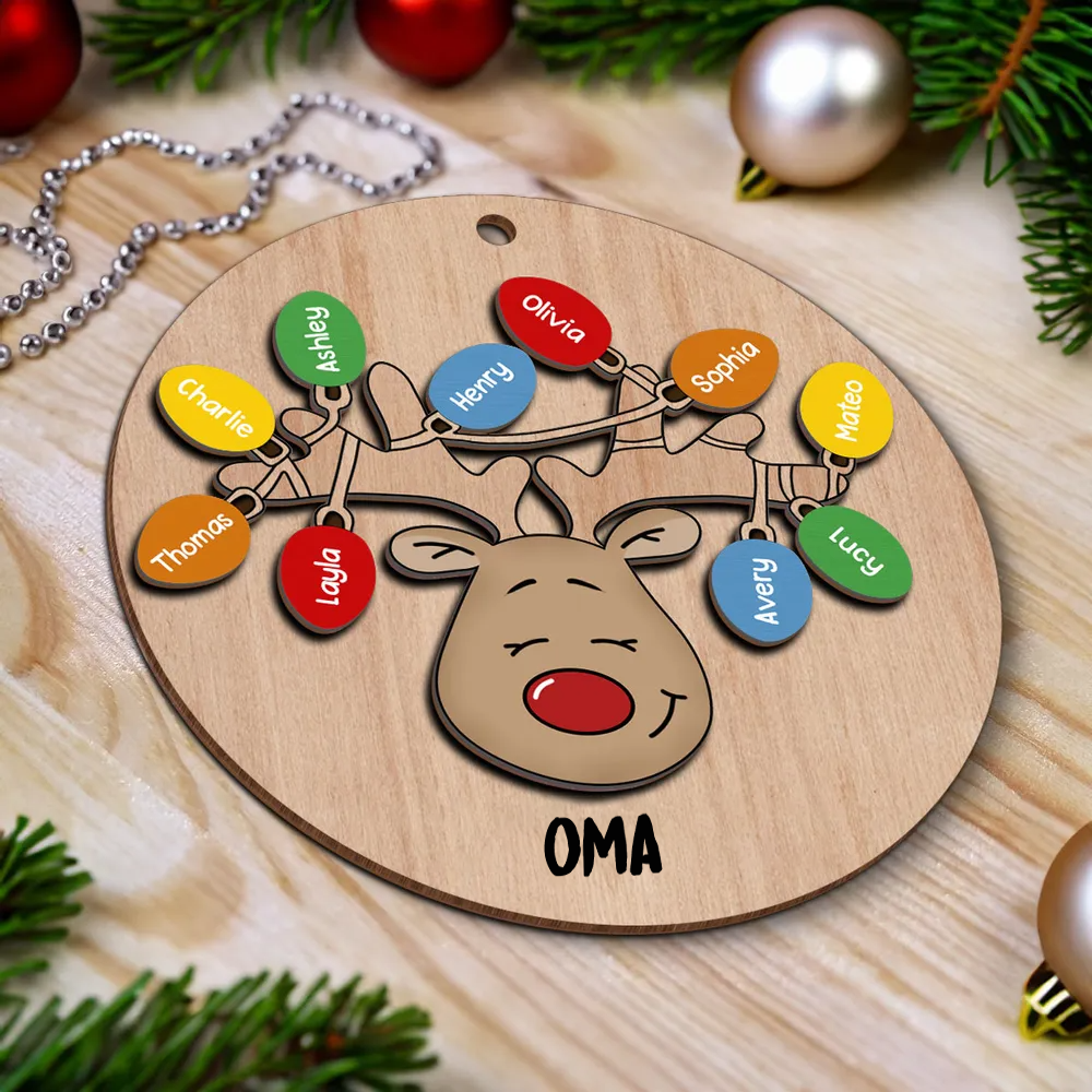 Weihnachten Rentier Personalisierte 2-Schicht-Holz-Ornament