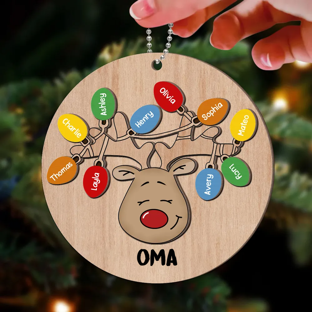 Weihnachten Rentier Personalisierte 2-Schicht-Holz-Ornament