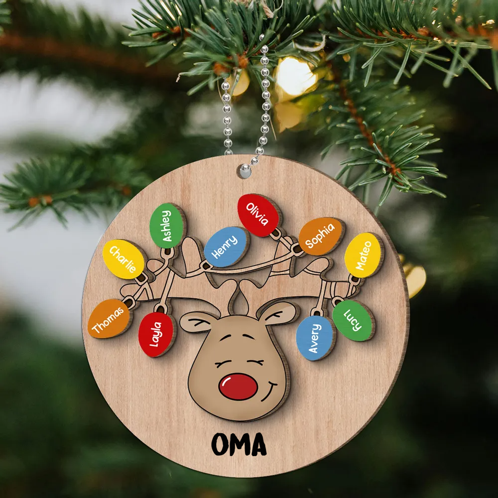 Weihnachten Rentier Personalisierte 2-Schicht-Holz-Ornament