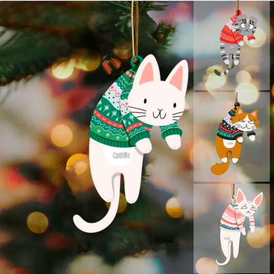 Weihnachtsschmuck Hängende Katzen mit Name  Acrylschmuck