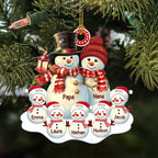 Schneemann Familie Christbaumschmuck mit Namen 1-8 Kinder