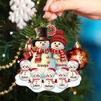 Schneemann Familie Christbaumschmuck mit Namen 1-8 Kinder