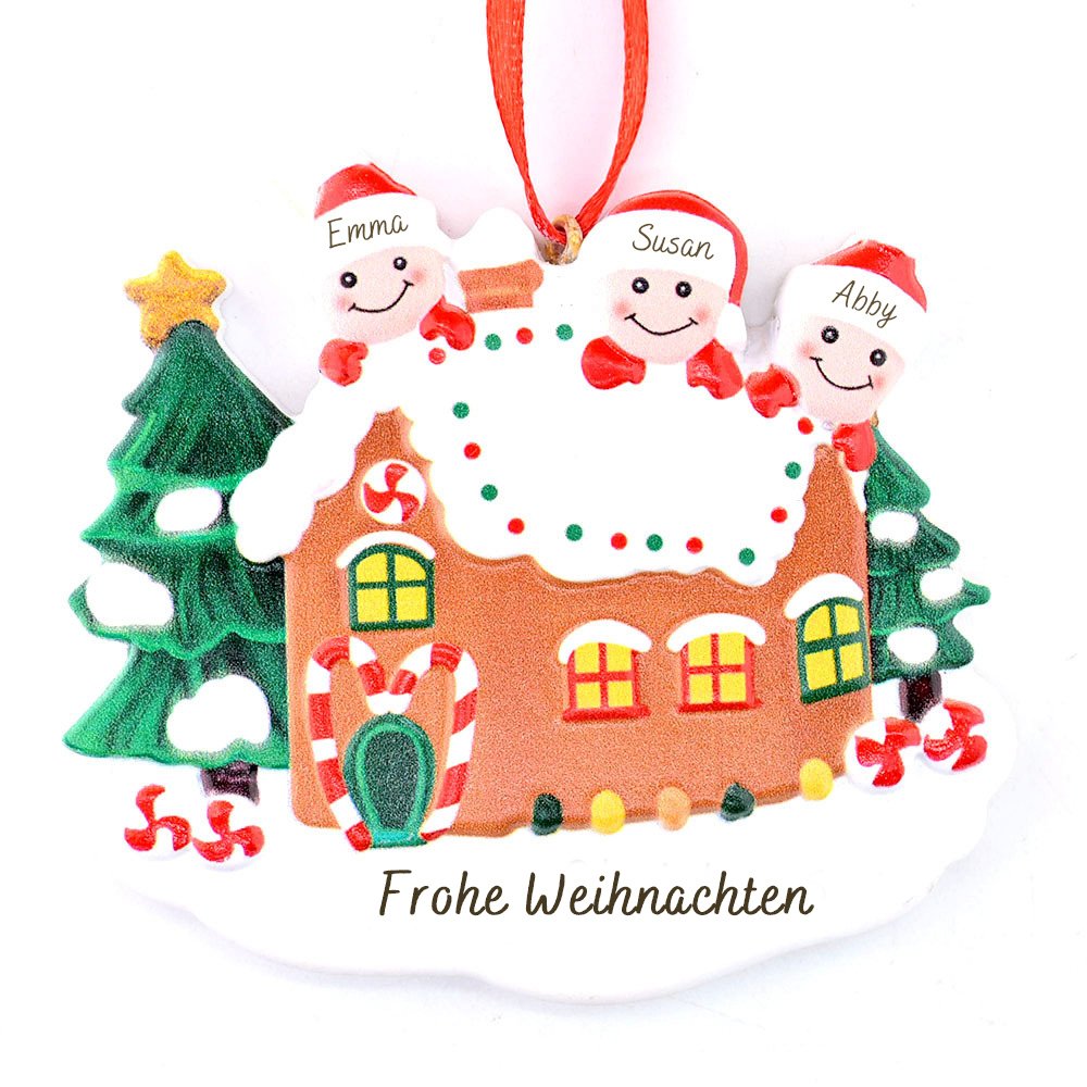 Lebkuchenhaus Familie Personalisierte Weihnachtsdekoration 2-7 Namen