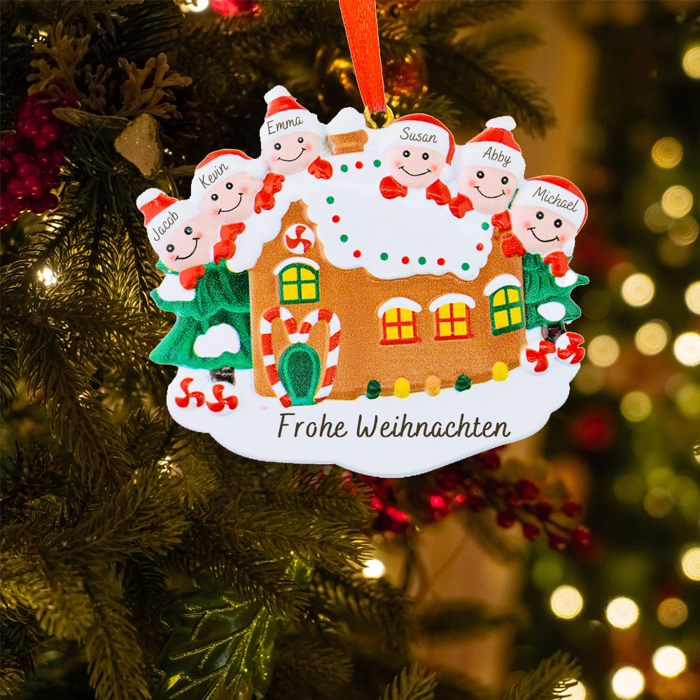 Lebkuchenhaus Familie Personalisierte Weihnachtsdekoration 2-7 Namen