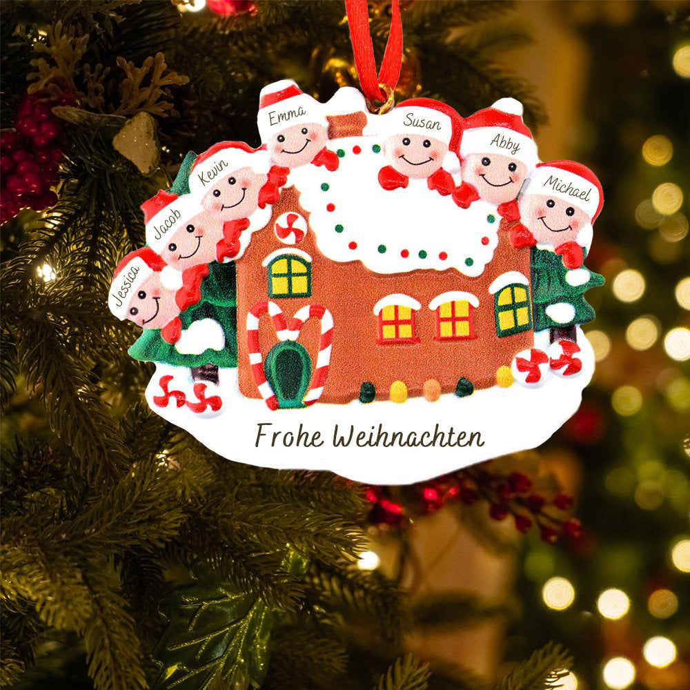 Lebkuchenhaus Familie Personalisierte Weihnachtsdekoration 2-7 Namen