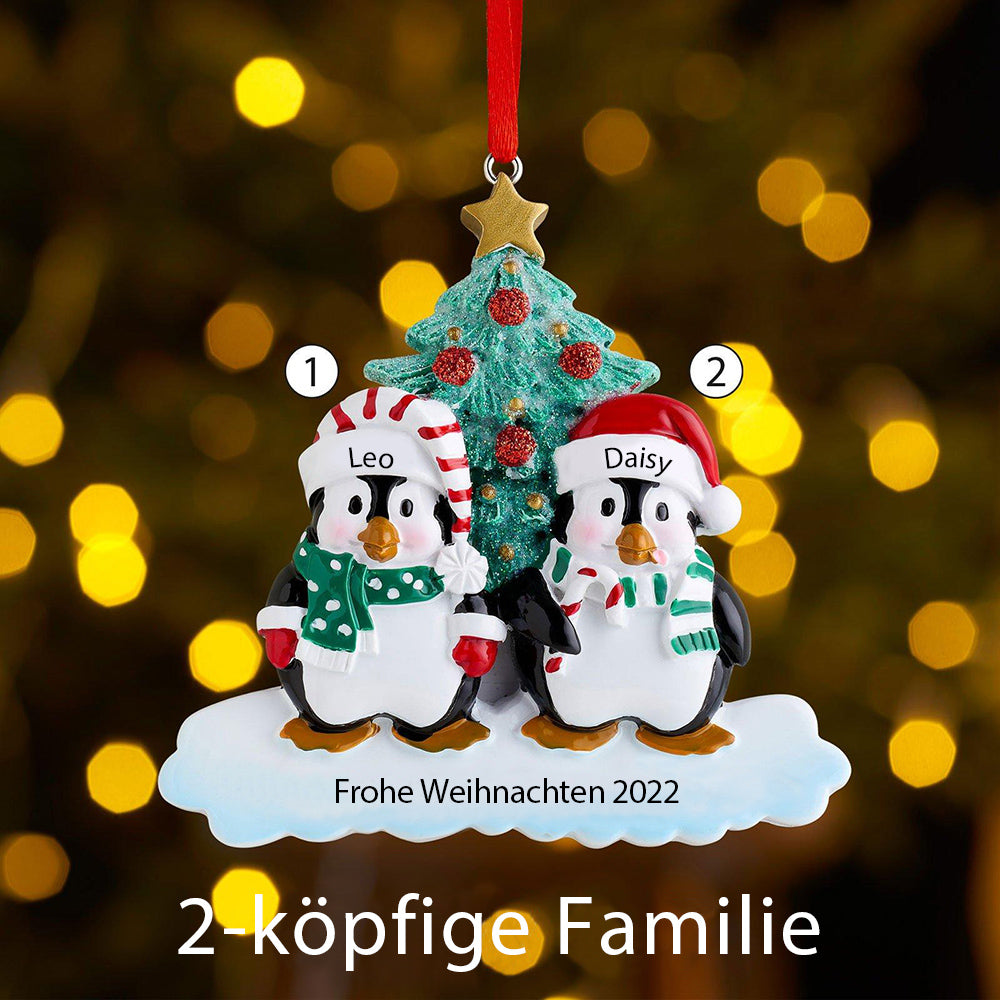 Winterpinguin-Familie Personalisierte Weihnachtsdekoration mit 2- 9 Namen
