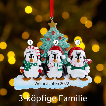 Winterpinguin-Familie Personalisierte Weihnachtsdekoration mit 2- 9 Namen