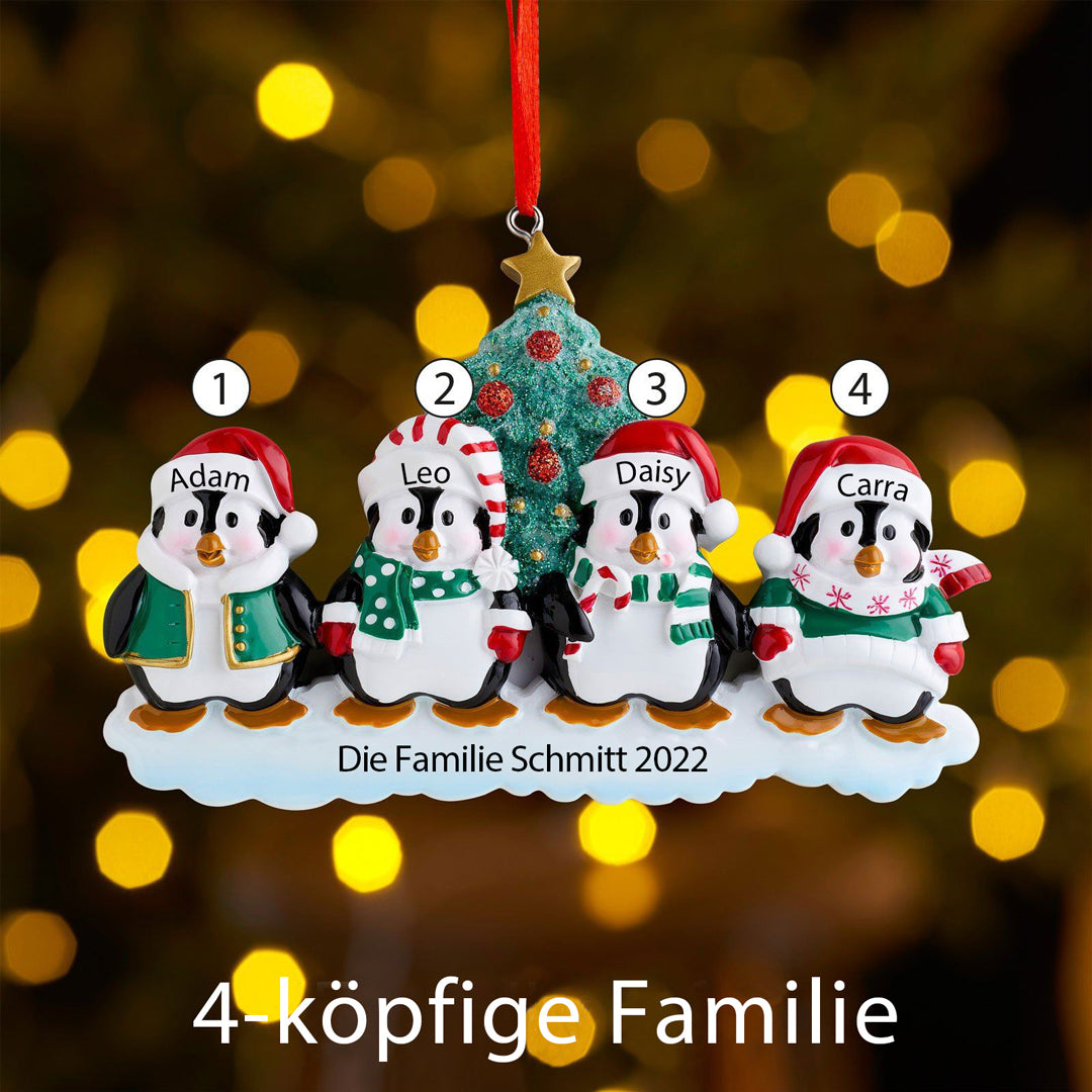 Winterpinguin-Familie Personalisierte Weihnachtsdekoration mit 2- 9 Namen