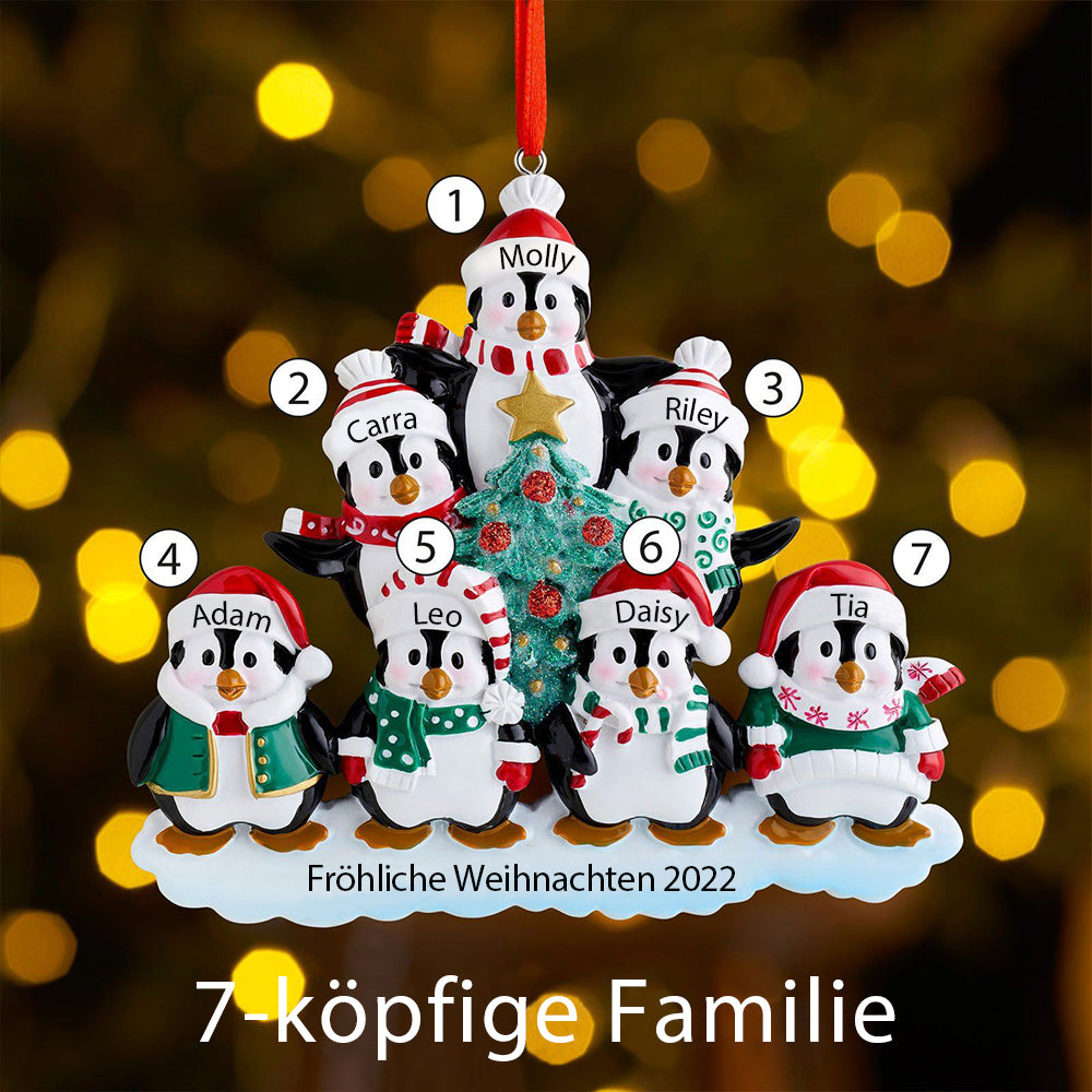 Winterpinguin-Familie Personalisierte Weihnachtsdekoration mit 2- 9 Namen