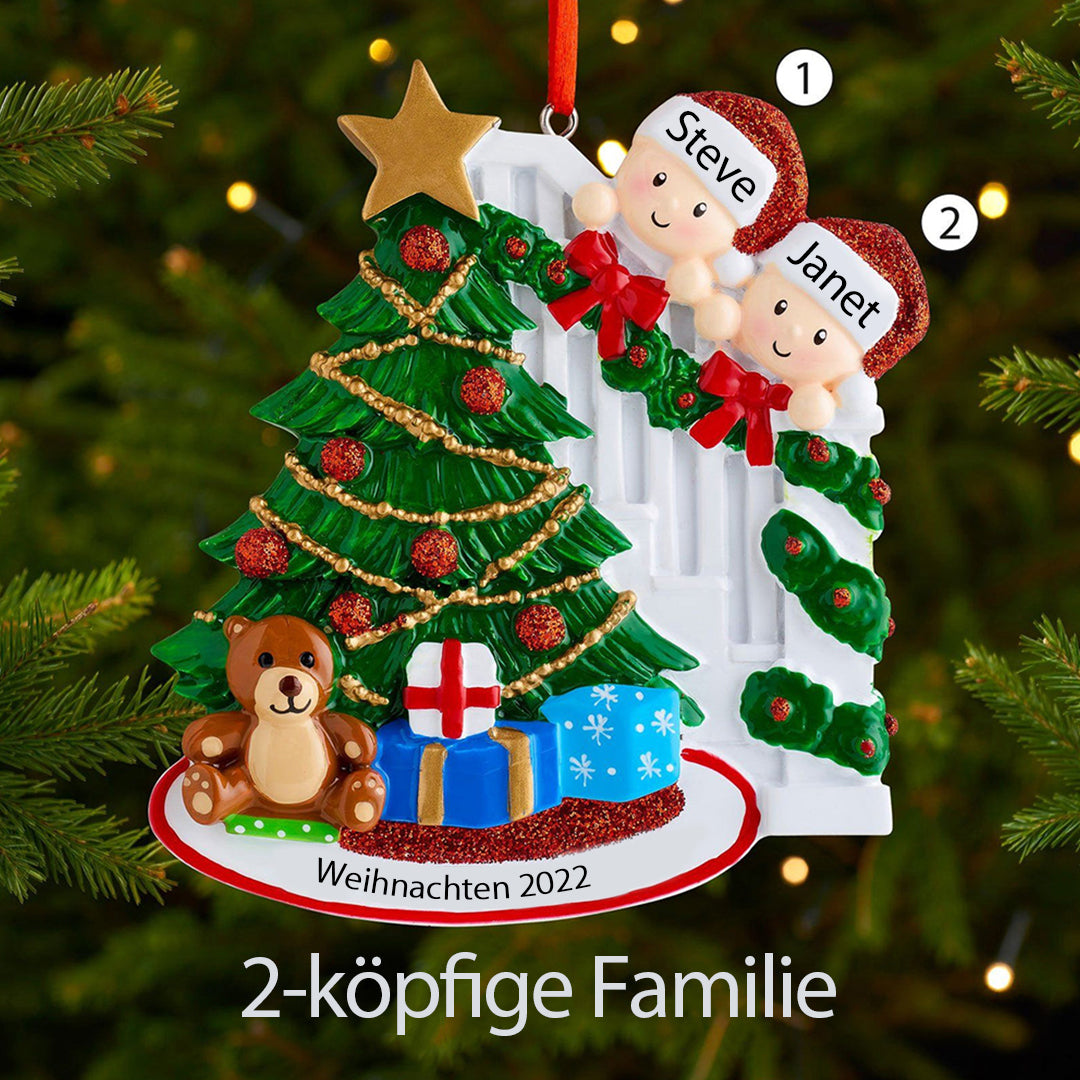Weihnachtsschmuck Spähende Familie mit 2-9 Namen