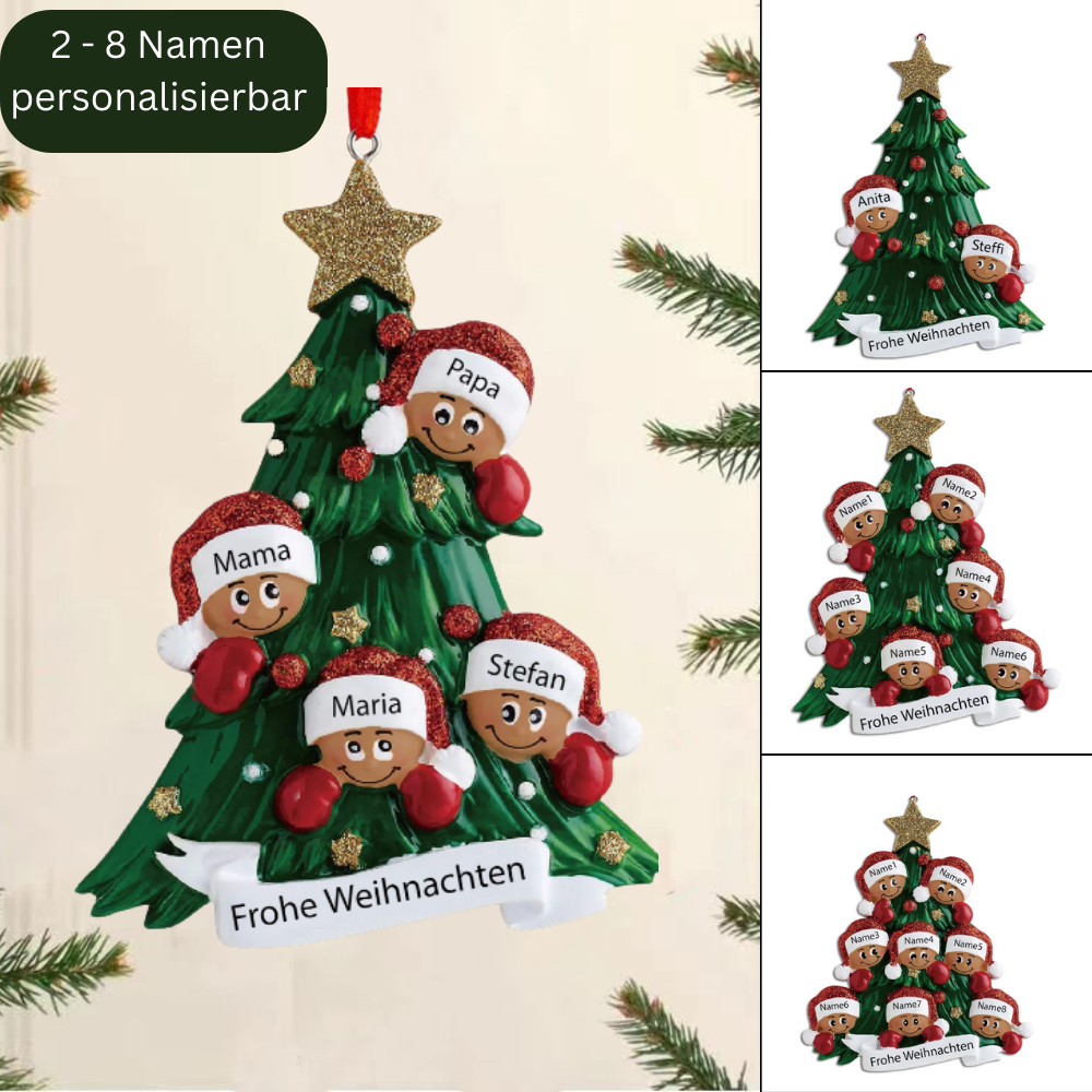 Weihnachtsschmuck Tannenbaum mit Gesichter 2-8 Namen