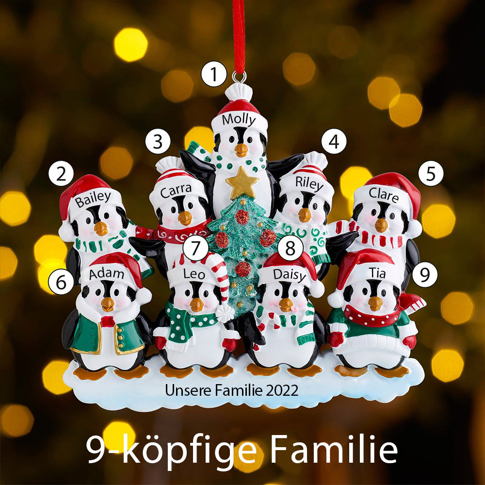 Winterpinguin-Familie Personalisierte Weihnachtsdekoration mit 2- 9 Namen