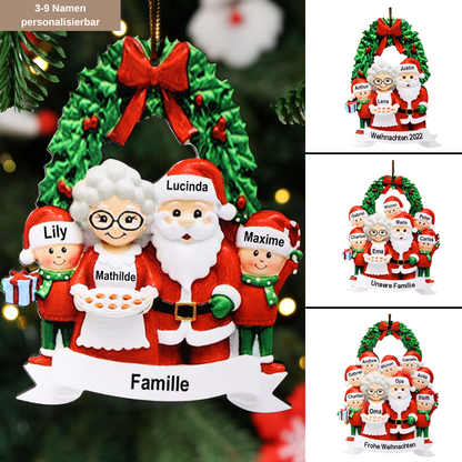 Personalisierte Weihnachtsdekoration mit 3- 9 Namen Weihnachtsmann und Frau Claus Aus hochwertigem Acryl