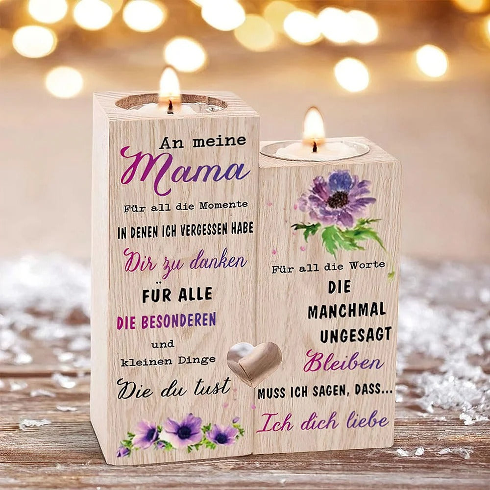 An Meine Mama Kerzenhalter- Blumen mit Spruch – wasschenk