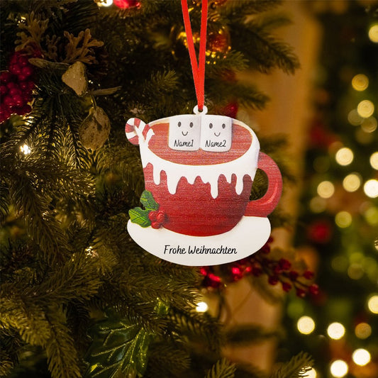 Zucker & Kaffeetasse Personalisierte Weihnachtsdekoration mit 2 - 6 Namen