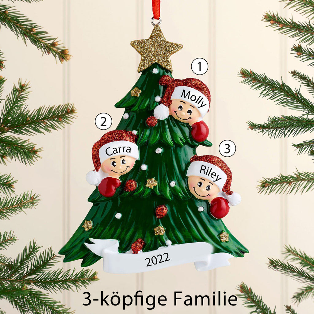 Weihnachtsschmuck-Weihnachtsbaum mit Gesichter 2-8 Namen