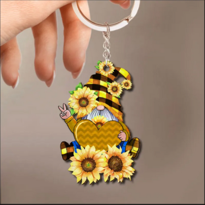 Sonnenblume Zwerg-Schlüsselanhänger mit 2-7 Namen