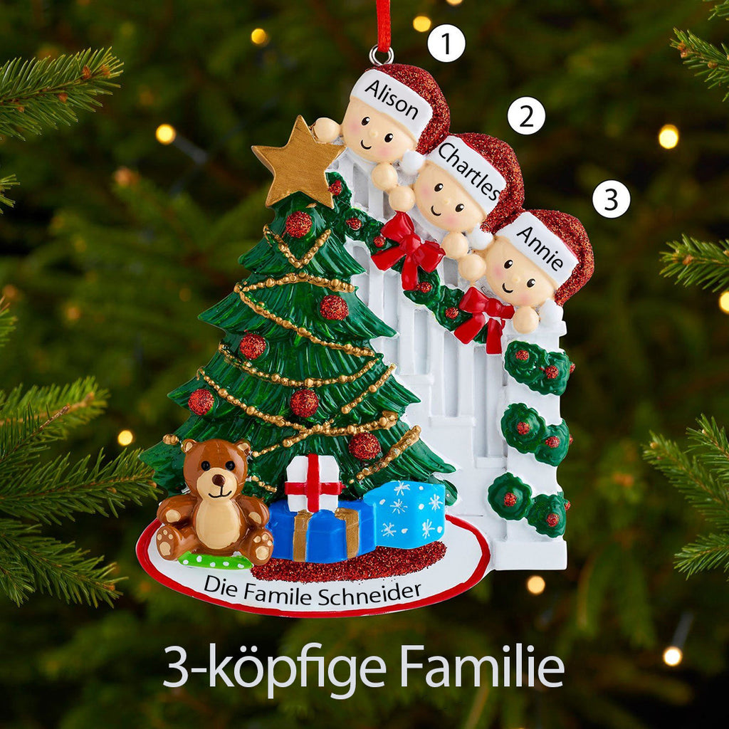Weihnachtsschmuck Spähende Familie mit 2-9 Namen