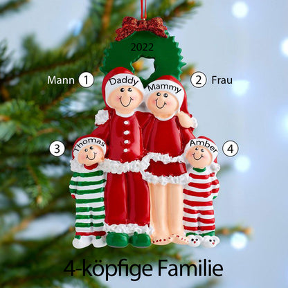 Weihnachtsschmuck Familie mit 3-6 Namen