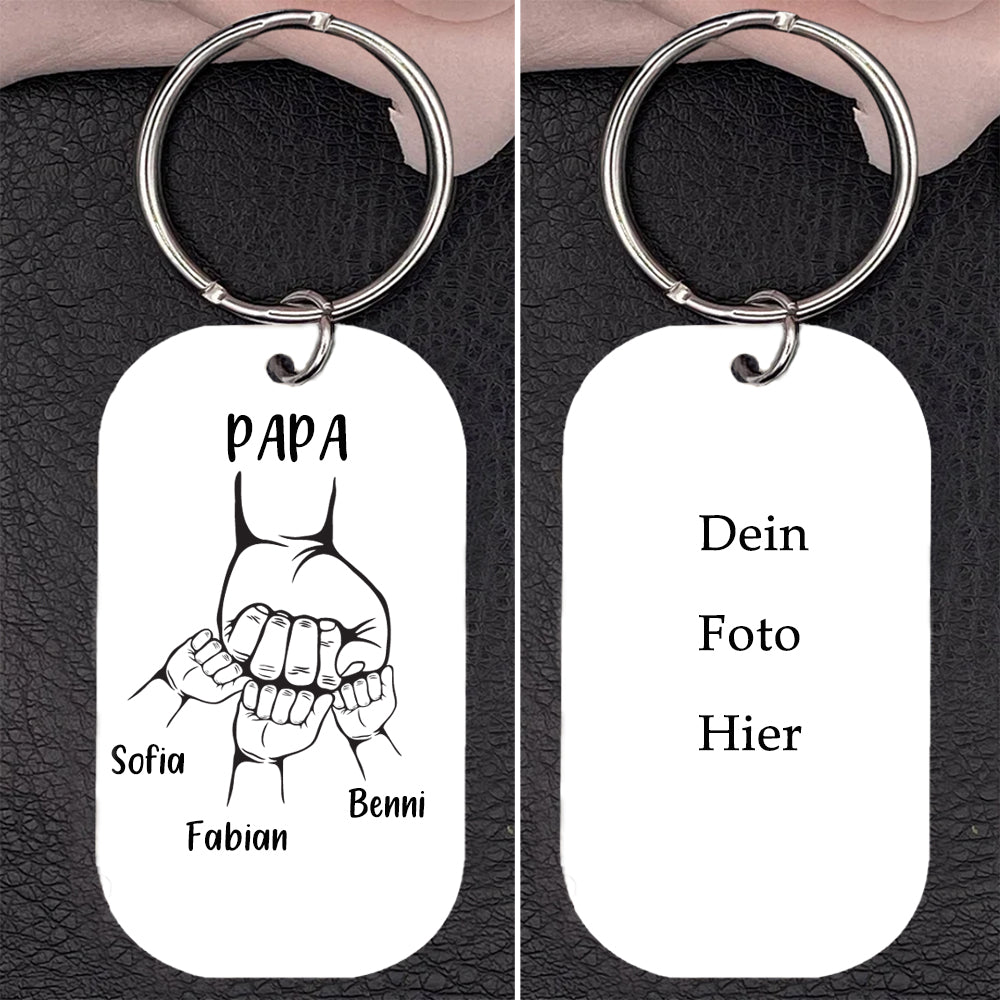 Acryl Fauststoß Papa Schlüsselanhänger mit 2-4 Namen-Vatertagsgeschenke