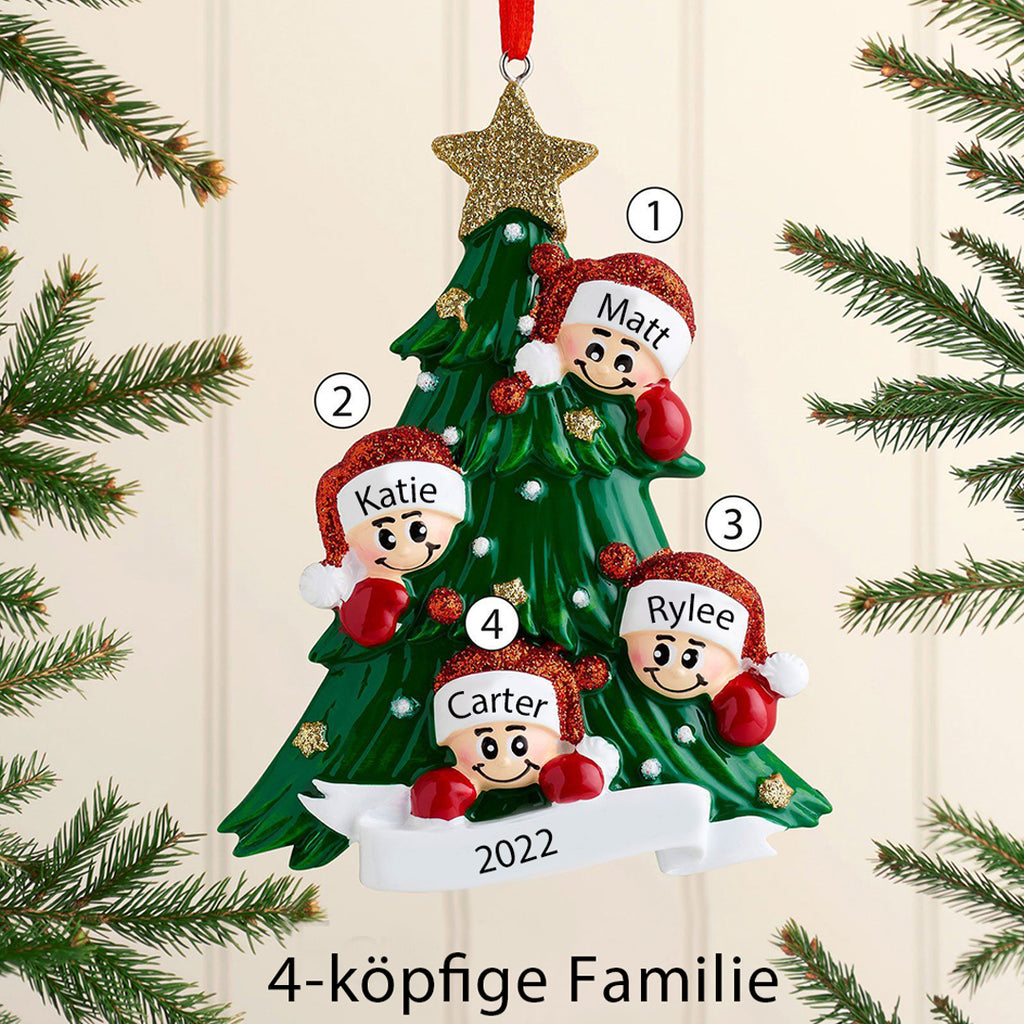 Weihnachtsschmuck-Weihnachtsbaum mit Gesichter 2-8 Namen