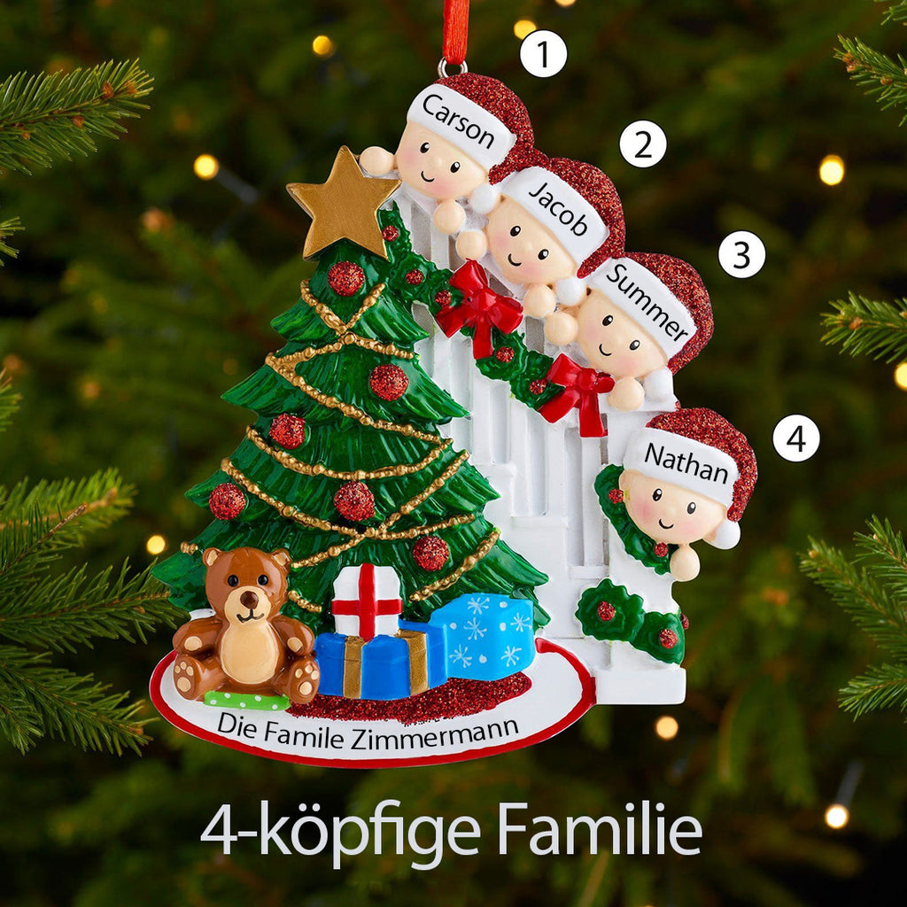 Weihnachtsschmuck Spähende Familie mit 2-9 Namen