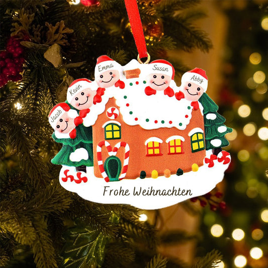 Lebkuchenhaus Familie Personalisierte Weihnachtsdekoration 2-7 Namen