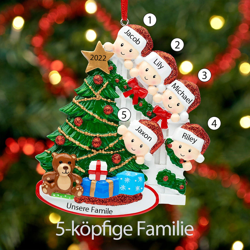 Weihnachtsschmuck Spähende Familie mit 2-9 Namen