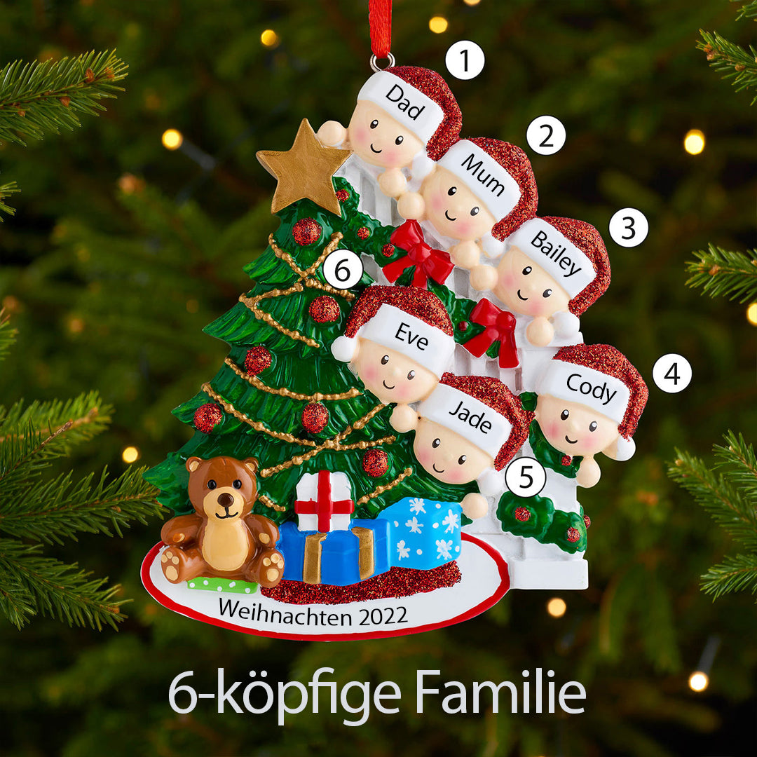 Weihnachtsschmuck Spähende Familie mit 2-9 Namen