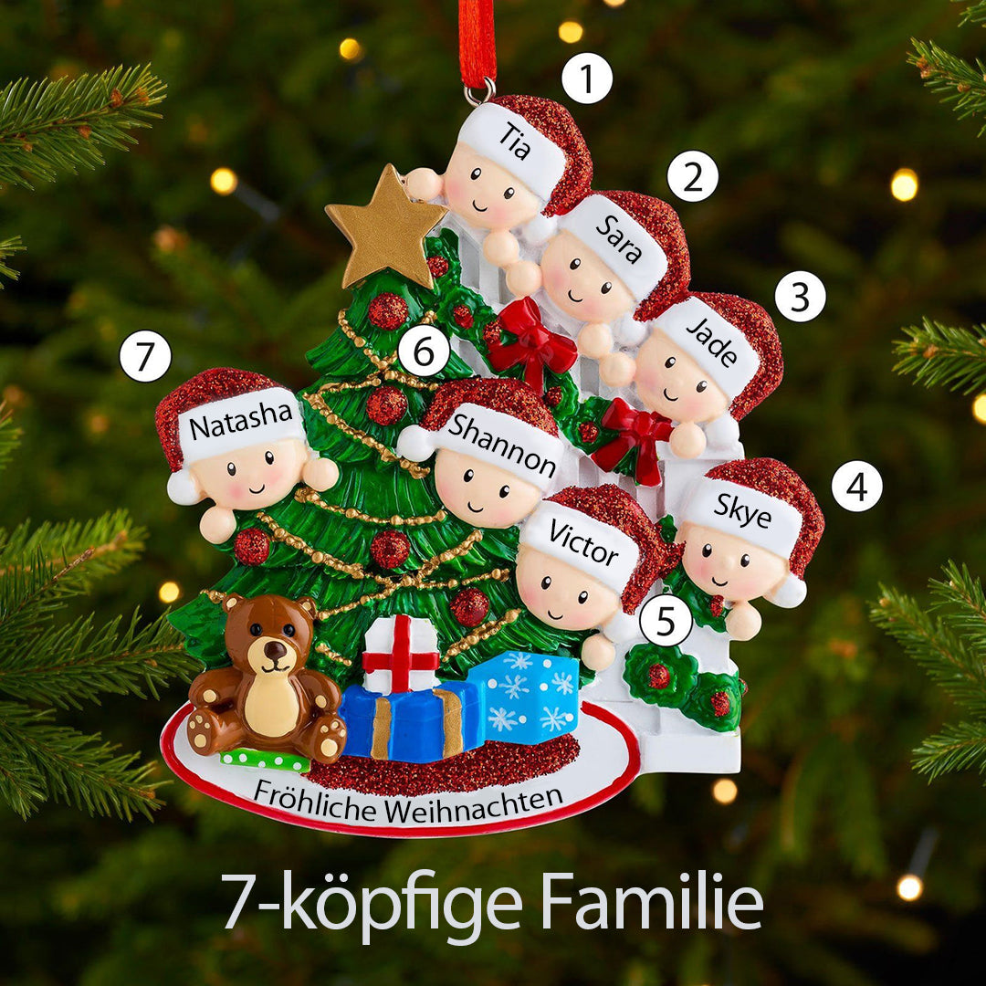 Weihnachtsschmuck Spähende Familie mit 2-9 Namen