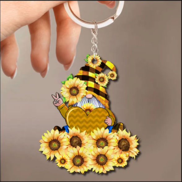 Sonnenblume Zwerg-Schlüsselanhänger mit 2-7 Namen