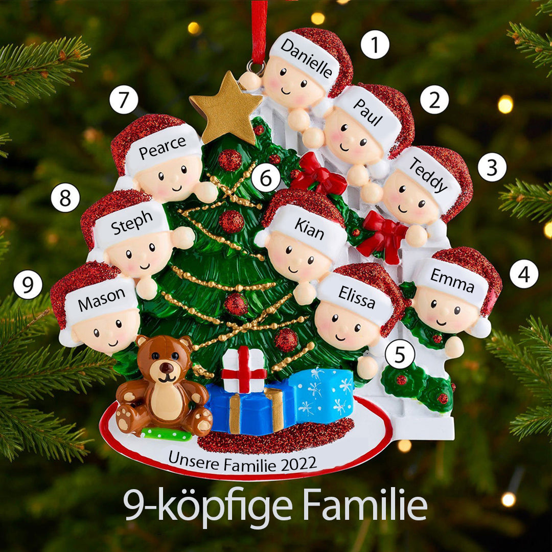 Weihnachtsschmuck Spähende Familie mit 2-9 Namen