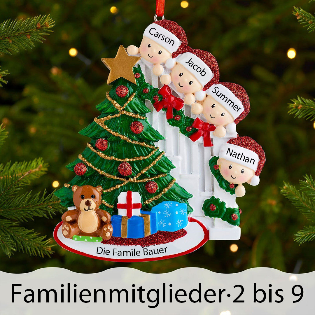 Weihnachtsschmuck Spähende Familie mit 2-9 Namen
