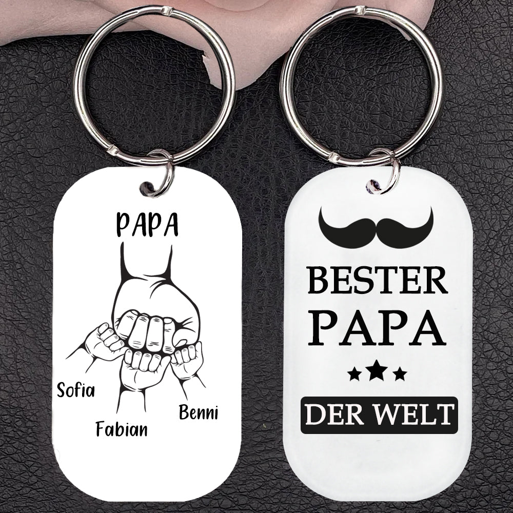 Acryl Fauststoß Papa Schlüsselanhänger mit 2-4 Namen-Vatertagsgeschenke