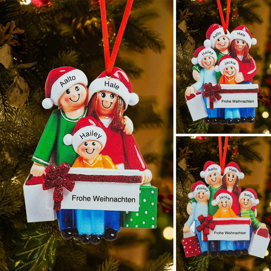 Weihnachtsschmuck Familie mit Geschenke mit Geschenke 3-5 Namen