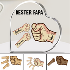 Fausstoß Acrylplakette mit 2-6 Namen für Papa und Opa Vatertagsgeschenke