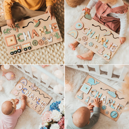 Personalisiertes Namenspuzzle Steckpuzzle, HolzSpielzeug Baby Junge Geschenk