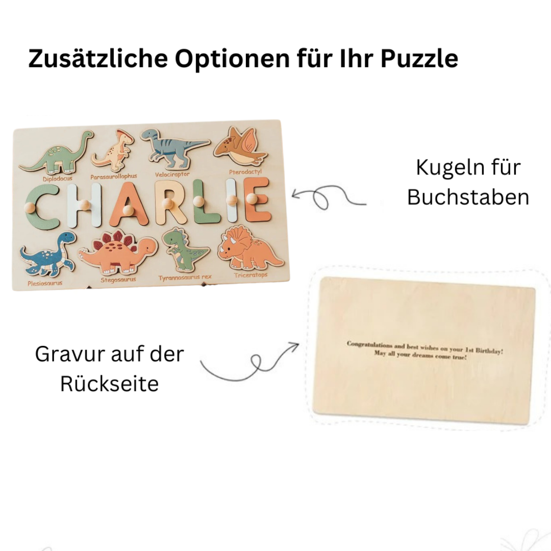 Tiermotiv Personalisiertes Namenspuzzle Steckpuzzle, HolzSpielzeug Baby Junge Geschenk