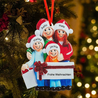 Weihnachtsschmuck Familie mit Geschenke mit Geschenke 3-5 Namen