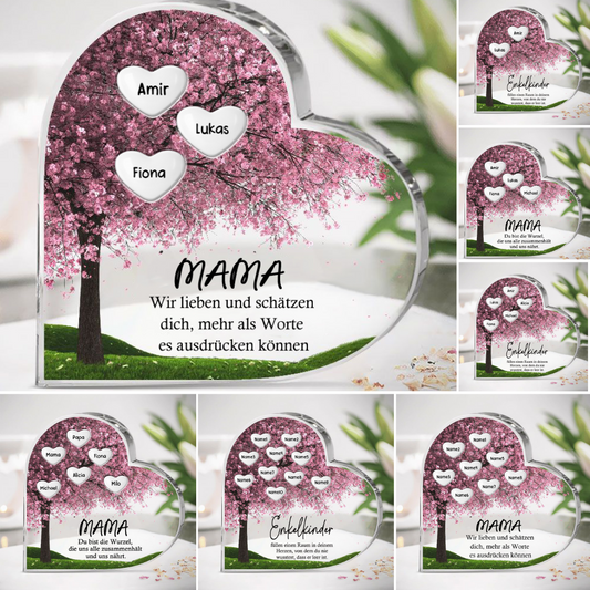 Familienbaum Acrylplakette mit 1- 10 Namen für Mama und Oma Muttertagsgeschenke