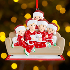 Familie mit Katze-Personalisierte Weihnachtsdekoration mit 2- 6 Namen