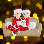Familie mit Katze-Personalisierte Weihnachtsdekoration mit 2- 6 Namen